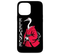 ELEGANCE Japanese Crane Red Kimono Minimalist Bird Case for iPhone 13 Pro Max