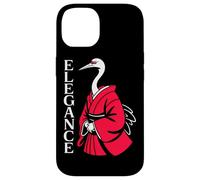 ELEGANCE Japanese Crane Red Kimono Minimalist Bird Case for iPhone 14