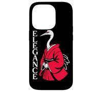ELEGANCE Japanese Crane Red Kimono Minimalist Bird Case for iPhone 14 Pro