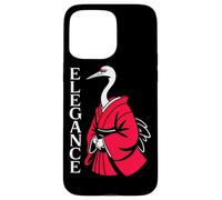 ELEGANCE Japanese Crane Red Kimono Minimalist Bird Case for iPhone 15 Pro Max