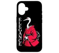 ELEGANCE Japanese Crane Red Kimono Minimalist Bird Case for iPhone 16