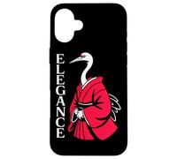 ELEGANCE Japanese Crane Red Kimono Minimalist Bird Case for iPhone 16 Plus