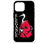 ELEGANCE Japanese Crane Red Kimono Minimalist Bird Case for iPhone 16 Pro Max