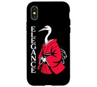 ELEGANCE Japanese Crane Red Kimono Minimalist Bird Case for iPhone X/XS