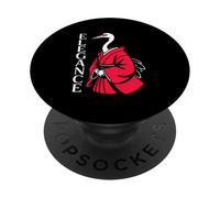 ELEGANCE Japanese Crane Red Kimono Minimalist Bird PopSockets Adhesive PopGrip