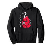 ELEGANCE Japanese Crane Red Kimono Minimalist Bird Pullover Hoodie