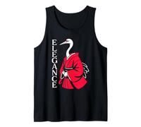 Elegance Japanese Crane Red Kimono Minimalist Bird Tank Top