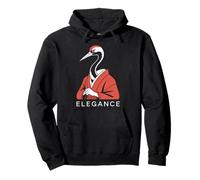 ELEGANCE Japanese Kimono Crane Wildlife Motif Pullover Hoodie