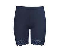 Elegance Ladies Cotton Lycra Stretchy(REF:2195 Laced) Trim Above Knee Cycling Shorts Active Legging with LACE Detail (Small, Navy)