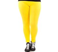 Elegance Women`s Extra Plus Size Elegance Full Length Plain Elastic Stretch Viscose Leggings Size UK10 to UK34 (5XL (UK28/30-EU56/58), Yellow)