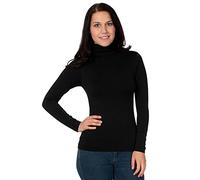 Elegance Women Turtle Polo Neck Long Sleeve Roll Neck Plain Top T Shirt (2217) (L, Black)