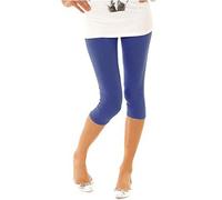 elegance1234 Elegance(Labeled) Ladies Quality Cotton Soft Stretch Plain 3/4 Under Knee Crop Leggings (X-Large UK-16 (42), Indigo Blue)