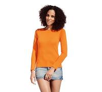 elegance1234 Ladies Round Neck Full-Sleeve Cotton Plain Quality Tops- Attractive Colours On Every Order X-Large UK16 (44), Orange