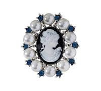 EleganceMuse Vintage Pearls Cameo Brooch Alloy Secure Clasp Corsage Pin, Elegant Versatile Jewelry for UK Formal Occasions Weddings Dinners Working Women