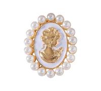 EleganceMuse Vintage Pearls Cameo Brooch Alloy Secure Clasp Corsage Pin, Elegant Versatile Jewelry for UK Formal Occasions Weddings Dinners Working Women
