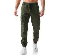 Elegancity Mens Cargo Work Combat Trousers Regular Fit Casual Jogging Pants Drawstring Sweatpants with Pockets (Green, 3XL)