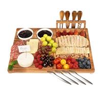 eleganlife Charcuterie Boards Set with Knives, Acacia Cheese Board Large, Charcuterie Platters with Compartments, Serving Tray Gifts for Wedding, Birthday and Housewarming Party