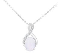 Elegano 9ct White Gold Necklace - Opal Drop Diamond Twist Women’s Pendant Necklace