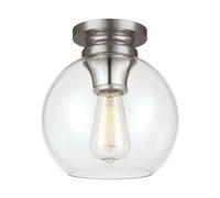 Elegant 1 Bulb Flush Mount Light Fixture With Polished Nickel Finish For Low Ceilings