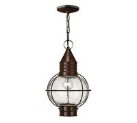 Elegant 1 Bulb Onion Lantern With Clear Seedy Glass And Sienna Bronze Finish