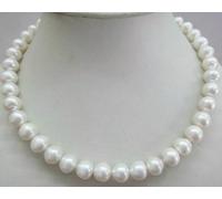 Elegant 10-11mm natural south sea oque white pearl necklace 18inch 14K
