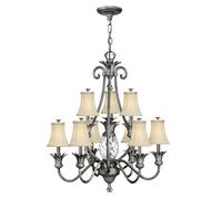 Elegant 10 Bulb Chandelier Ceiling Light In Polished Antique Nickel With Led E14 60W Bulbs