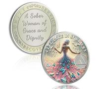 Elegant 10 Year Sobriety Coin, Butterfly Metamorphosis AA Coin - Sister Power Sober Chip for Ten Year Addiction Recovery, Clean Living Sobriety Gift for Women
