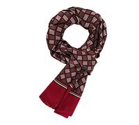 Elegant 100% Silk Men's Scarf 11 Momme Silk Neckerchief Muffler for Men Spring Summer Autumn Transition Season 155 x 26 cm - Houndstooth Pattern Dark Red