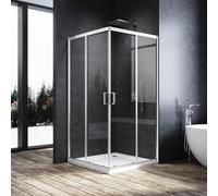 ELEGANT 1000 x 1000 mm Sliding Corner Entry Shower Enclosure 6mm Toughened Glass Bathroom Smooth Screen Panel Reversible Shower Cubicle