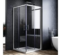 ELEGANT 1000 x 1000 mm Square Corner Entry Shower Enclosure 6mm Extra Toughened Safety Glass Sliding Shower Cubicle Door