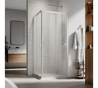 Elegant 1000 X 1000mm Square Corner Shower Enclosure, Sliding Reversible Shower Door, Corner Entry Bathroom Shower Cubicle