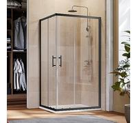 ELEGANT 1000 x 700 mm Black Corner Entry Shower Enclosure 6mm Extra Toughened Safety Glass Sliding Shower Door Screen Panel