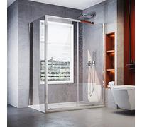 ELEGANT 1000 x 760 mm Sliding Shower Enclosure 6mm Glass Reversible Cubicle Door Screen Panel with Shower Tray and Waste + Side Panel