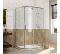 ELEGANT 1000 x 800 mm Left Offset Quadrant Shower Enclosure 6mm Easy Clean Glass Sliding Door Shower Cubicle with Tray + Waste