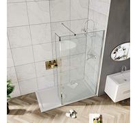 ELEGANT 1000mm Bathroom Shower Screen Walk in Wet Room Shower Door 6mm Safety Toughened Glass Screens with 300mm Flipper Shower Panel