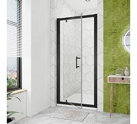 ELEGANT 1000mm Black Pivot Hinge Shower Door 6mm Safety Glass Reversible Shower Enclosure Cubicle