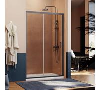 ELEGANT 1000mm Black Sliding Shower Enclosure 6mm Toughened Gray Glass Bathroom Smooth Screen Panel Reversible Shower Cubicle