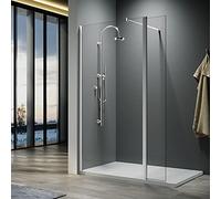 ELEGANT 1000mm Frameless Wet Room Shower Screen Panel 8mm Easy Clean Glass Walk in Shower Enclosure with 300mm Return Panel and Support Bar