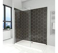 ELEGANT 1000mm Walk in Wet Room Shower Screen Panel 6mm Safety Tempered Glass with Aluminium Support Bar Modern Framless Shower Door