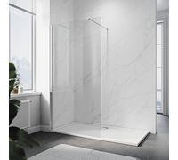 ELEGANT 1000x1900mm Bathroom Walkin Shower Screen Wet Room Enclosure Cubicles 8mm Clear Easy Clean Safety Glass Bath Shower Screens Panel with Chrome Support Bars
