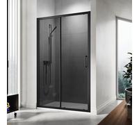 Elegant 1000X1900mm Black Sliding Shower Door, 8mm Tempered Glass With Nano Self-Clean Coating, Matte Black Frame