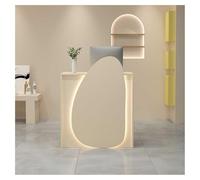 Elegant 100cm Reception Desk with Lockable Drawer Modern Retail Checkout Counter Stylish Reception Table for Business Durable & Functional Front Office Furniture.