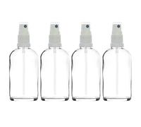Elegant 100ml Clear Glass Spray Bottles - Set of 4 - Refillable & Stylishly Compact - Beauty, Skincare, Aromatherapy, Perfumes and Gifting. Refill, Preserve, Protect and Travel in Style!