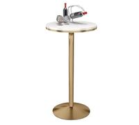 Elegant 105cm Tall Round Cocktail Table - Marble Top & Sturdy Metal Base - Space-Saving Design for Kitchen Dining Room & Living Room - Modern White Finish