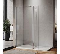 ELEGANT 1100mm Walk in Shower Enclosure 1900mm Height 8mm Easy Clean Glass Wet Room Screen Panel with 1700 x 700 mm Shower Tray and 300mm Return Panel
