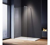 ELEGANT 1100mm Walk in Shower Screen and 1700x700mm Slate Effect Shower Tray 8mm Easy Clean Glass Wet Room Screen Panel Shower Enclosure 1900mm Height