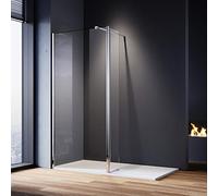 ELEGANT 1100mm Walk in Shower Screen Glass Panel with 300mm Return Panel and 1600x700 mm Shower Tray, 1900mm Height,8mm Easy Clean Glass Wet Room Screen Panel Enclosure