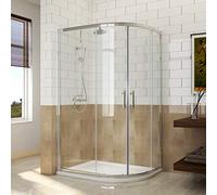 ELEGANT 1200 x 800 mm Right Offset Quadrant Shower Enclosure 6mm Easy Clean Glass Sliding Door Shower Cubicle with Tray + Waste