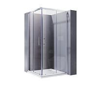 ELEGANT 1200 x 900mm Square Corner Entry Shower Enclosure + Stone Shower Tray Sliding Reversible Shower Door for Bathroom Enclosure Cubicle