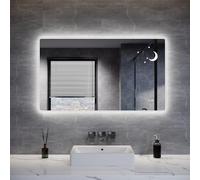 ELEGANT 120x70cm Bathroom Mirror with LED Lights, Bathroom LED Wall Mirror Star & Moon Mirror with Shaver Socket, Demister Pad, 3 Colors Dimmable, Touch Switch & Memory Function, IP44 Waterproof